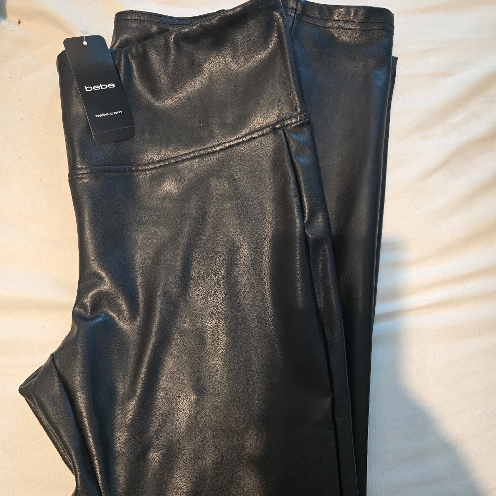Bebe Shiny Black Faux Leather Pants
